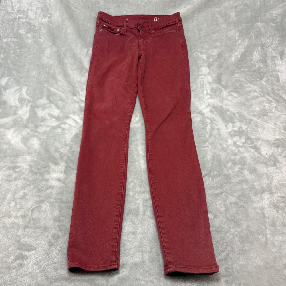 Gap 1969 Burgundy Maroon Red Skinny Jeans Pants Women 28‎ Long (28x30)